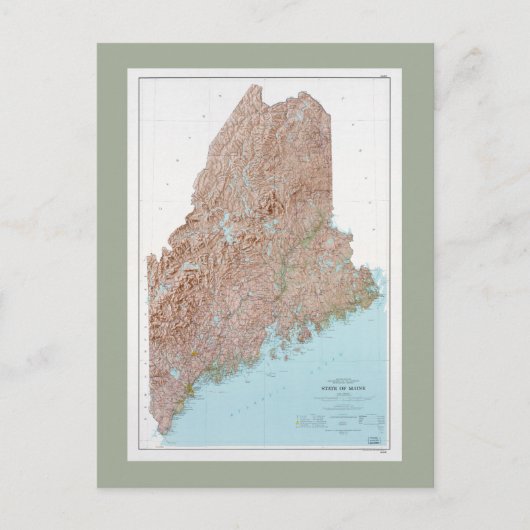 Staat von Maine Map (1977) Postkarte (Vorderseite)
