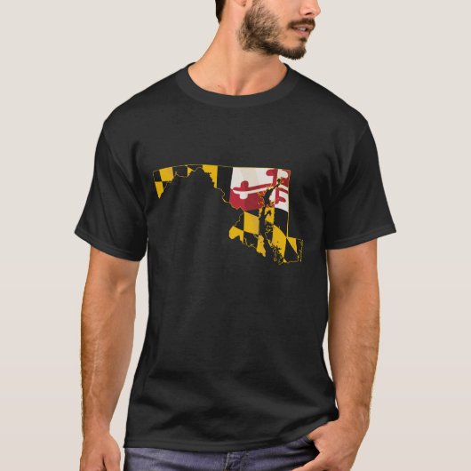 Staat von Maryland mit eingebetteter Maryland-Flag T-Shirt (Vorderseite)