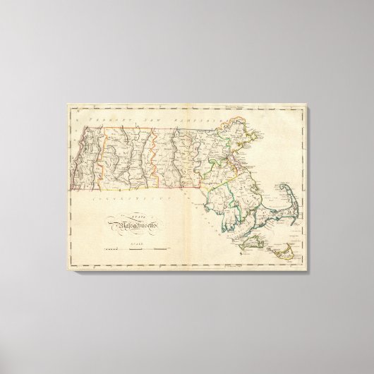 Staat von Massachusetts 3 Leinwanddruck (Vorderseite)