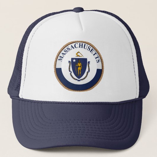Staat von Massachusetts Flag Siegel Trucker Hat Truckerkappe (Vorderseite)