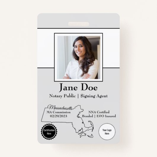 Staat von Massachusetts Notar QR-Code für öffentli Ausweis (Vorderseite)