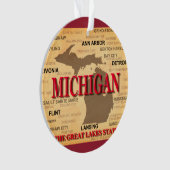 Staat von Michigan-Karte, Detroit, Lansing Ornament (Vorderseite)