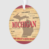 Staat von Michigan-Karte, Detroit, Lansing Ornament (Vorderseite)