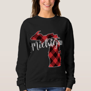 Staat von Michigan Map Buffalo Karierte Weihnachts Sweatshirt