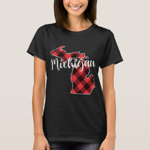 Staat von Michigan Map Buffalo Karierte Weihnachts T-Shirt