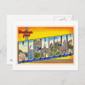 Staat von Michigan MI Vintager Großbuchstabe Postk Postkarte (Vorne/Hinten)