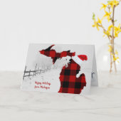 Staat von Michigan mit Büffel kariert und Santa Ca Karte (Gelbe Blume)