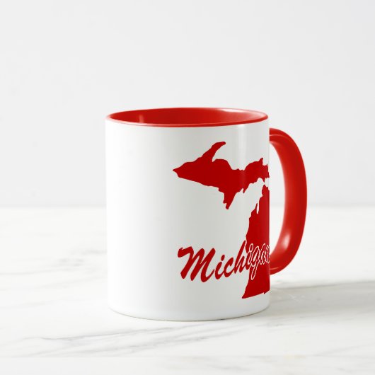 Staat von Michigan Shape Red Tasse (VorderseiteRechts)