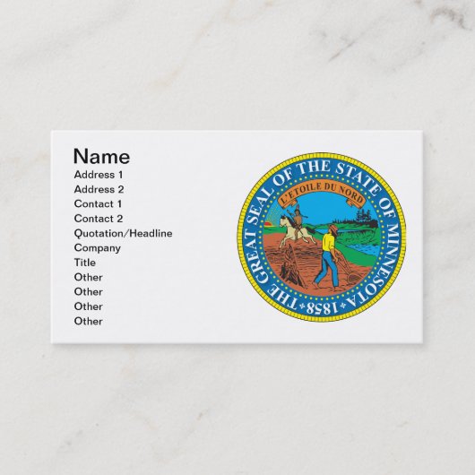 Staat von Minnesota großartiges Siegel Visitenkarte (Vorderseite)