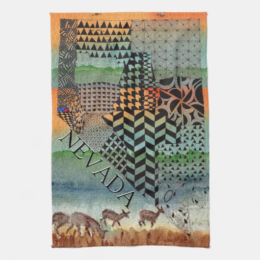 Staat von Nevada Karte Wüstenmalerei Küchentuch (Vertikal)