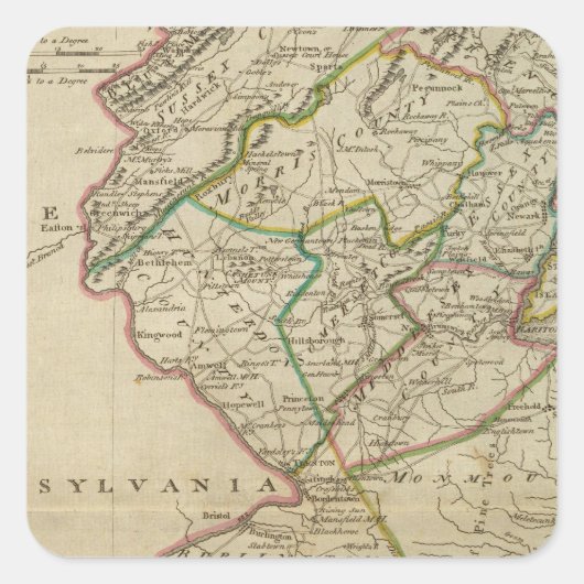 Staat von New Jersey 3 Quadratischer Aufkleber (Vorderseite)