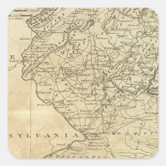 Staat von New Jersey Quadratischer Aufkleber (Vorderseite)