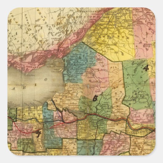 Staat von New York durch DH Burr Quadratischer Aufkleber (Vorderseite)