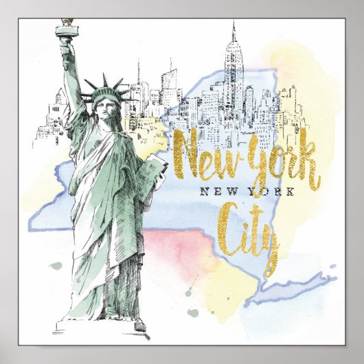 Staat von New York | Freiheitsstatue Poster (Vorne)