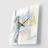 Staat von New York | Freiheitsstatue Quadratische Wanduhr (Winkel)