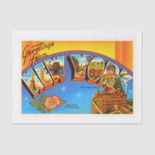 Staat von New York NY Vintage Travel Souvenir Seidenpapier