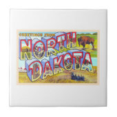 Staat von North Dakota und Großbuchstaben Postkart Fliese (Vorderseite)