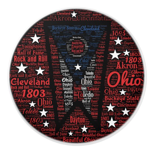 Staat von Ohio Word Art Keramik Knob Keramikknauf (Vorderseite)