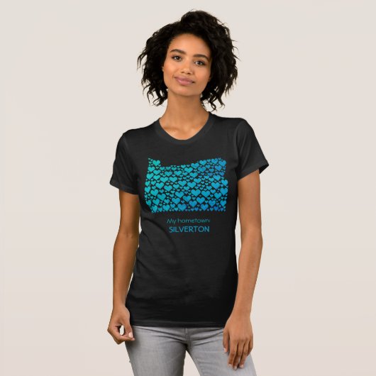 Staat von Oregon Silhouette Herz & Heimat T-Shirt (Vorne ganz)