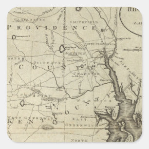 Staat von Rhode Island 2 Quadratischer Aufkleber