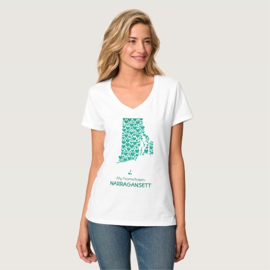 Staat von Rhode Island Silhouette Herz & Heimat T-Shirt (Vorderseite Vollansicht)