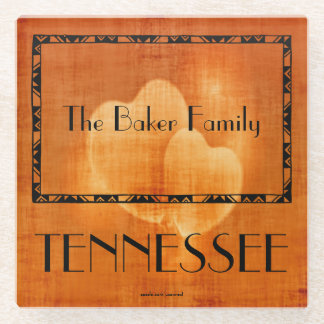 Staat von Tennessee Familienname Glass Untersetzer