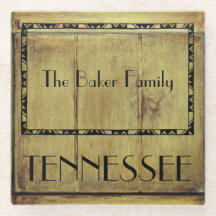 Staat von Tennessee Familienname Glass Untersetzer