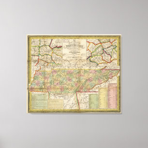 Staat von Tennessee-Karte (1851) Leinwanddruck