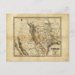 Staat von Texas Map (1846) Postkarte