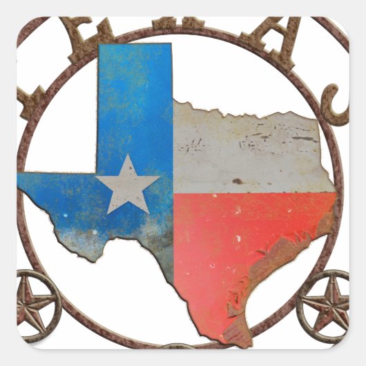 Staat von Texas-Schmiedeeisen Quadratischer Aufkleber (Vorderseite)