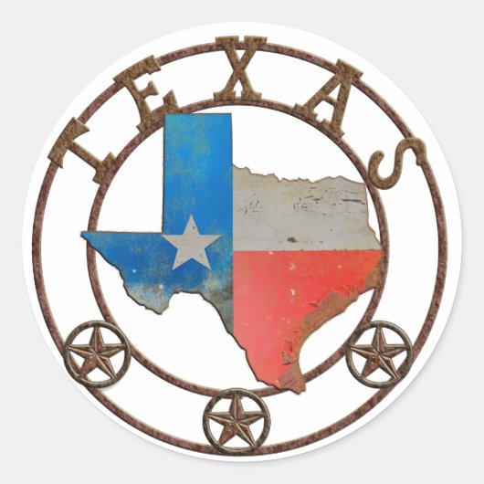 Staat von Texas-Schmiedeeisen Runder Aufkleber (Vorderseite)