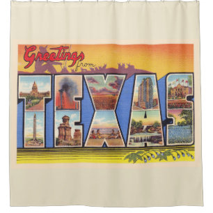 Staat von Texas TX Vintagen Großbuchstaben Postka Duschvorhang