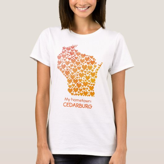 Staat von Wisconsin Silhouette Herz Heimat T-Shirt (Vorderseite)