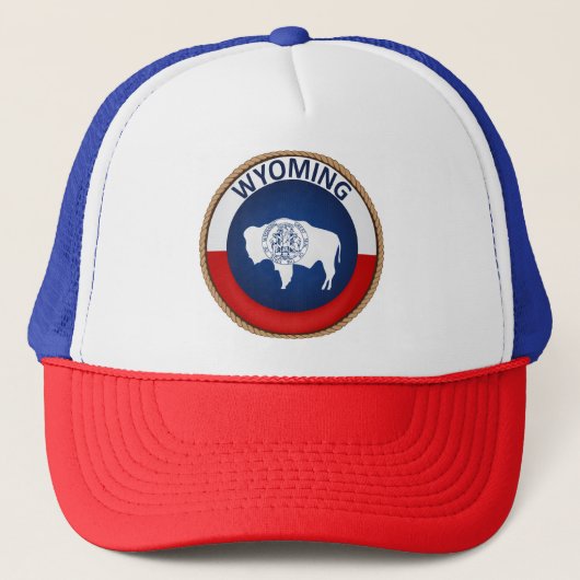 Staat von Wyoming Flag Siegel Trucker Hat Truckerkappe (Vorderseite)