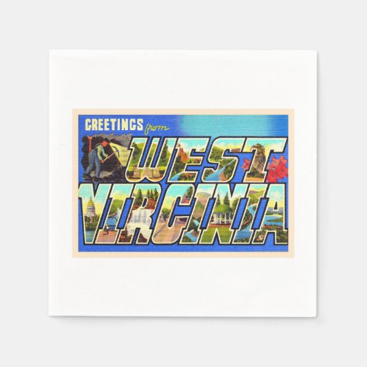 Staat West Virginia WV Großer Brief Postkarte Serviette (Vorderseite)