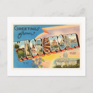 Staat Wisconsin WI Old Vintage Travel Souvenir Postkarte