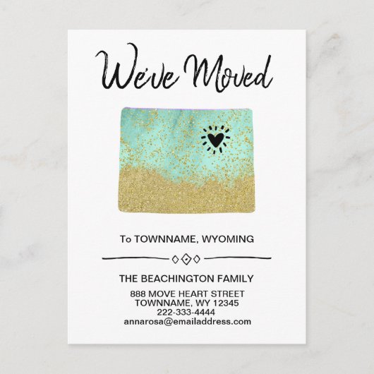 *~* STAAT WYOMING - Umzug - Neue Adresse Ankündigungspostkarte (Vorderseite)