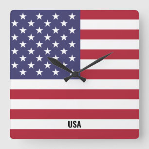Staaten Flag Dazzzling Patriotic Quadratische Wanduhr