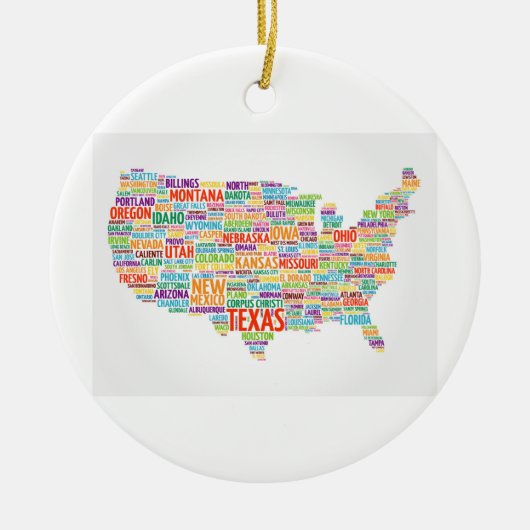STAATEN und Städte in den USA Keramik Ornament (Vorne)