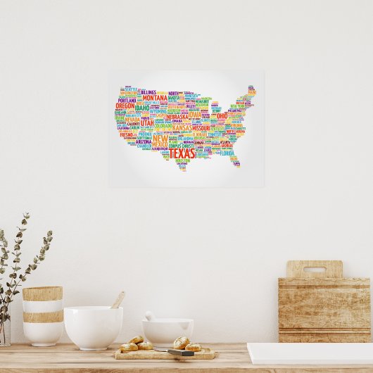 STAATEN und Städte in den USA Poster (Küche)