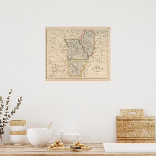 Staaten von Illinois, Missouri und Arkansas Poster (Küche)