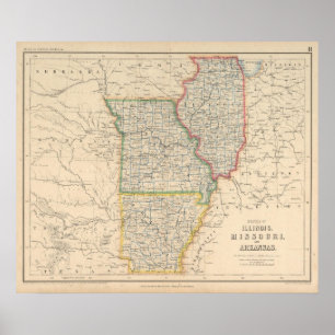 Staaten von Illinois, Missouri und Arkansas Poster