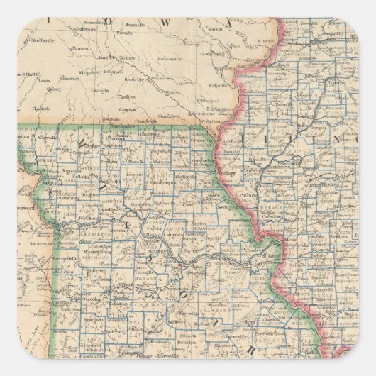 Staaten von Illinois, Missouri und Arkansas Quadratischer Aufkleber (Vorderseite)