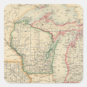 Staaten von Michigan, von Wisconsin und von Iowa Quadratischer Aufkleber