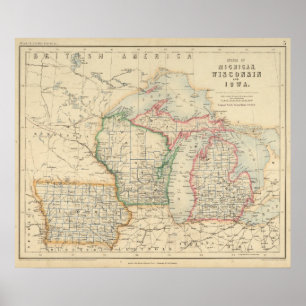 Staaten von Michigan, Wisconsin und Iowa Poster
