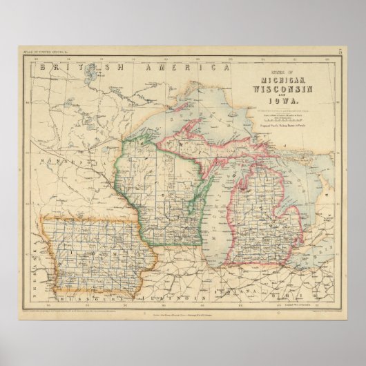 Staaten von Michigan, Wisconsin und Iowa Poster (Vorne)
