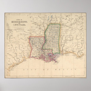 Staaten von Mississippi und von Louisiana Poster