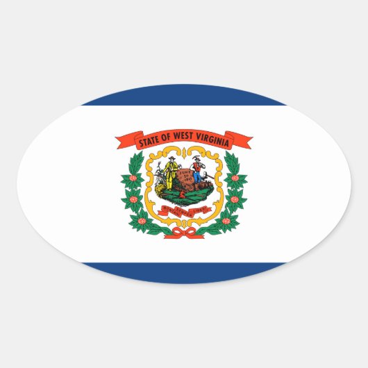 Staatliche Flaggengestaltung West Virginia Ovaler Aufkleber (Vorderseite)