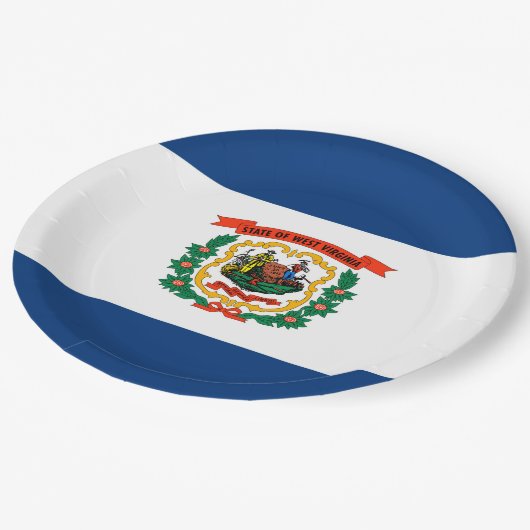 Staatliche Flaggengestaltung West Virginia Pappteller (Schrägansicht)