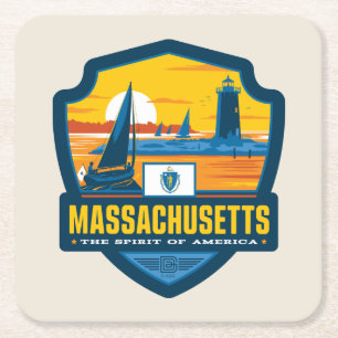 Staatlicher Stolz   Massachusetts Rechteckiger Pappuntersetzer